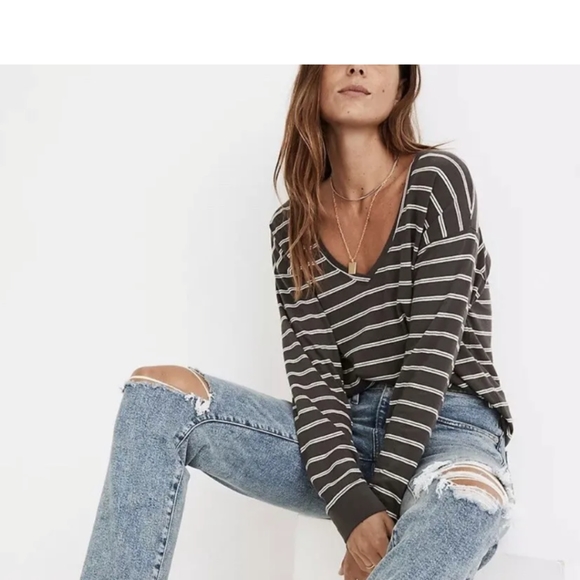 Madewell artichoke v-neck striped t-shirt SZ. S - Picture 1 of 6